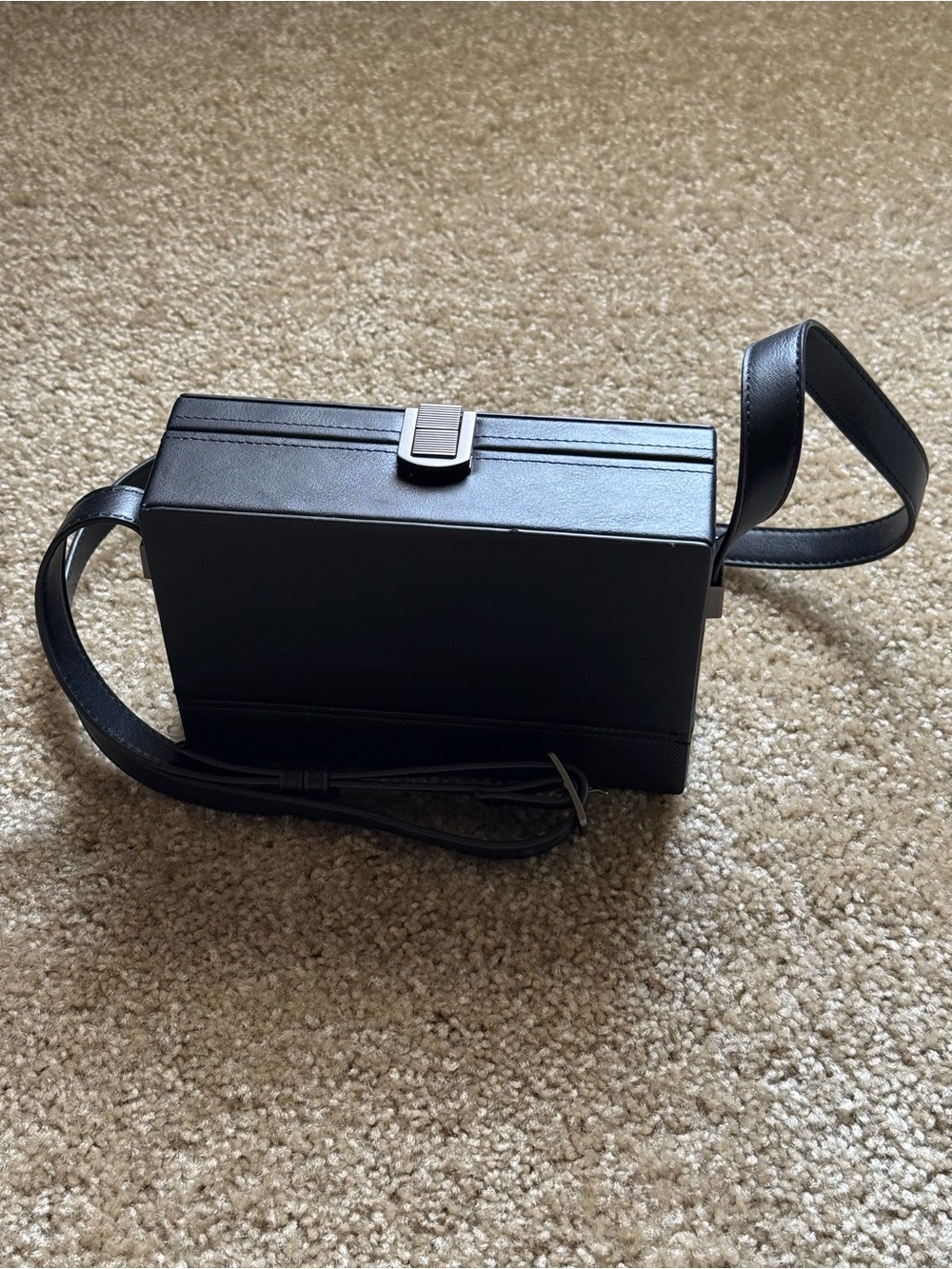 Classic Black Leather Crossbody Box Bag